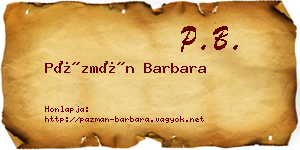 Pázmán Barbara névjegykártya