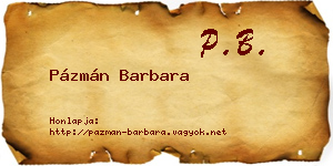 Pázmán Barbara névjegykártya